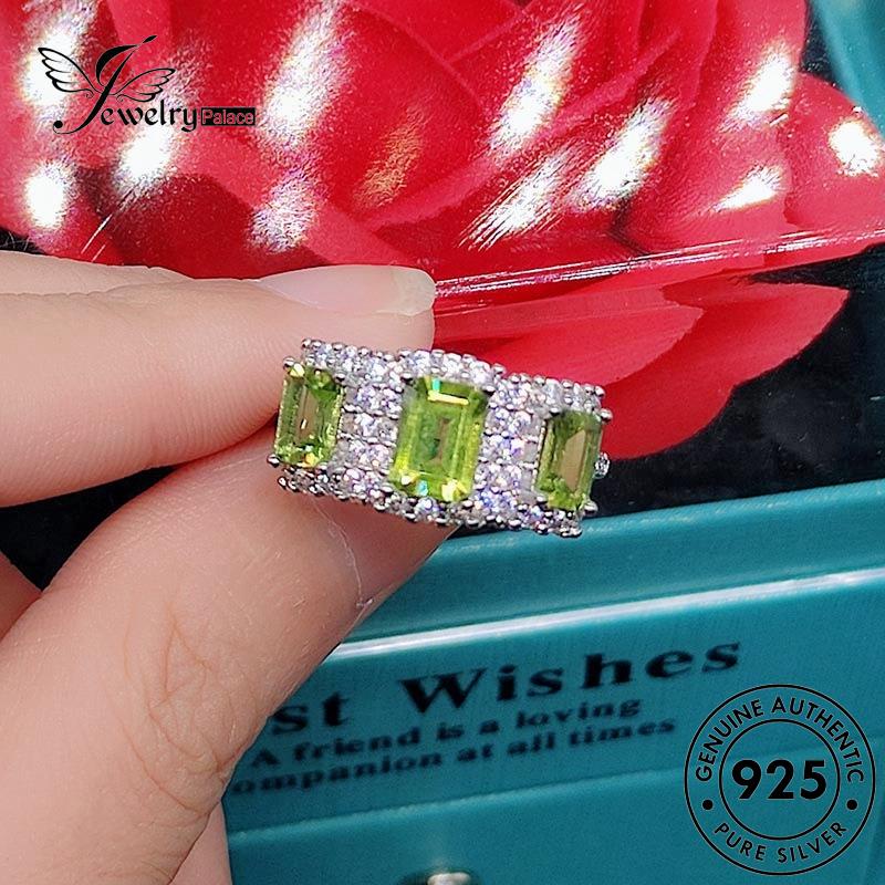 JEWELRYPALACE 925 Emerald Silver Luxury Perhiasan Sterling Original Silver korea Geometry Kawin Murni Wanita Perak Aksesori Nikah Cincin Asli R2268