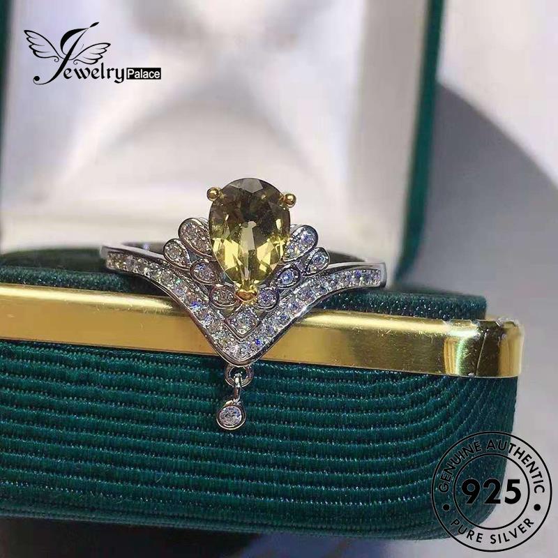 JEWELRYPALACE Drop Original Aksesori Shape Nikah korea Silver Wanita Sterling Perak 925 Murni Perhiasan Temperament Citrine Kawin Asli Cincin Silver R2291