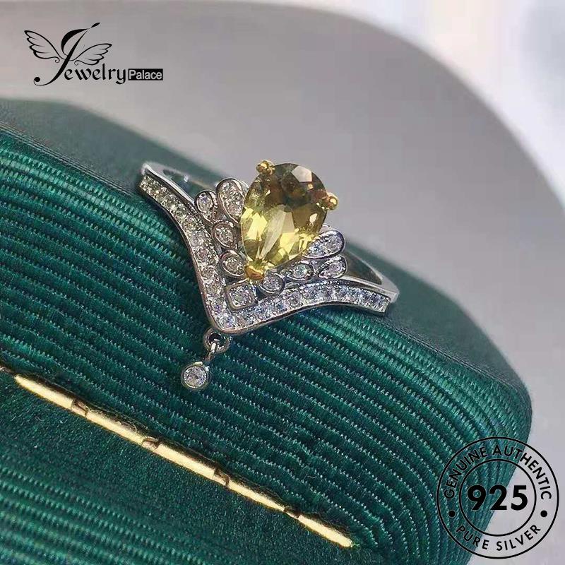 JEWELRYPALACE Drop Original Aksesori Shape Nikah korea Silver Wanita Sterling Perak 925 Murni Perhiasan Temperament Citrine Kawin Asli Cincin Silver R2291