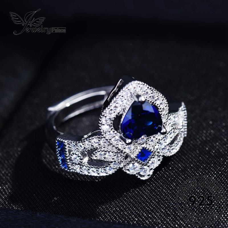 JEWELRYPALACE Sapphire korea Nikah 925 Cincin Wanita Crown Sterling Aksesori Asli Silver Original Kawin Silver Murni Perak Perhiasan Vintage R2253