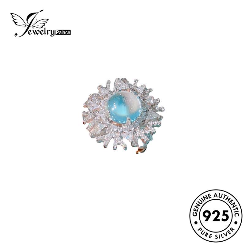 JEWELRYPALACE Nikah Silver korea Luxury 925 Asli Sterling Silver Moonstone Cincin Aksesori Snowflake Perak Kawin Murni Perhiasan Wanita Original R2334