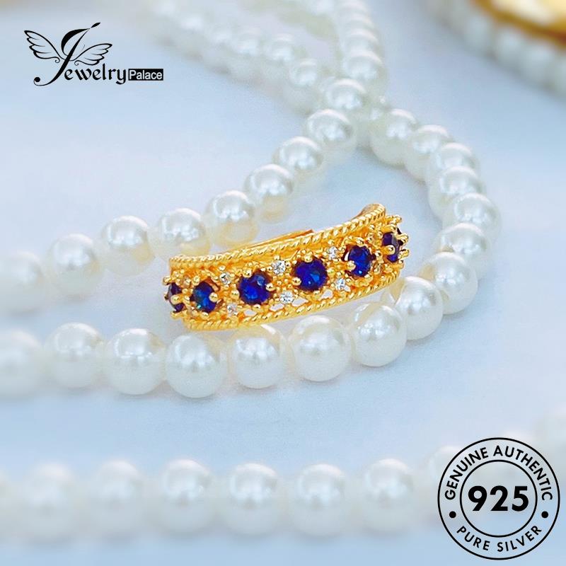 JEWELRYPALACE Sapphire Perak Kawin Wanita Style Court Nikah Silver Gold Perhiasan Original Silver Cincin Retro Aksesori Murni Sterling Asli 925 korea R2379