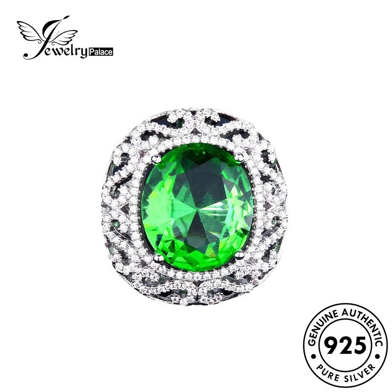 JEWELRYPALACE Luxury Cincin Silver Asli Wanita Oval Original 925 Murni Emerald Sterling Kawin Silver Nikah Perak Aksesori Perhiasan korea R2347