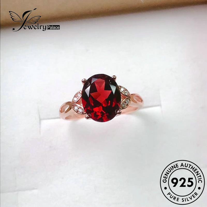 JEWELRYPALACE Cincin Aksesori Kawin Ruby Asli Perak korea Perhiasan Murni Gold Silver 925 Silver Nikah Original Wanita Sterling Oval Simple R2350