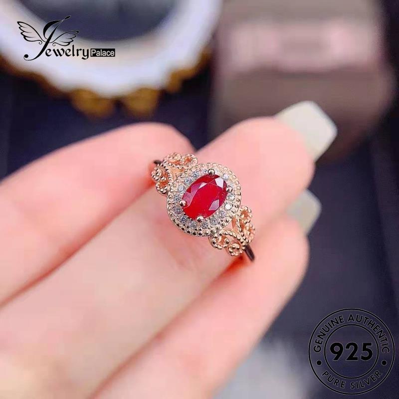 JEWELRYPALACE Silver Ruby Original Wanita korea Gold Sterling Asli Perak Cincin Nikah Aksesori Pattern Kawin Silver Perhiasan 925 Luxury Murni R2412