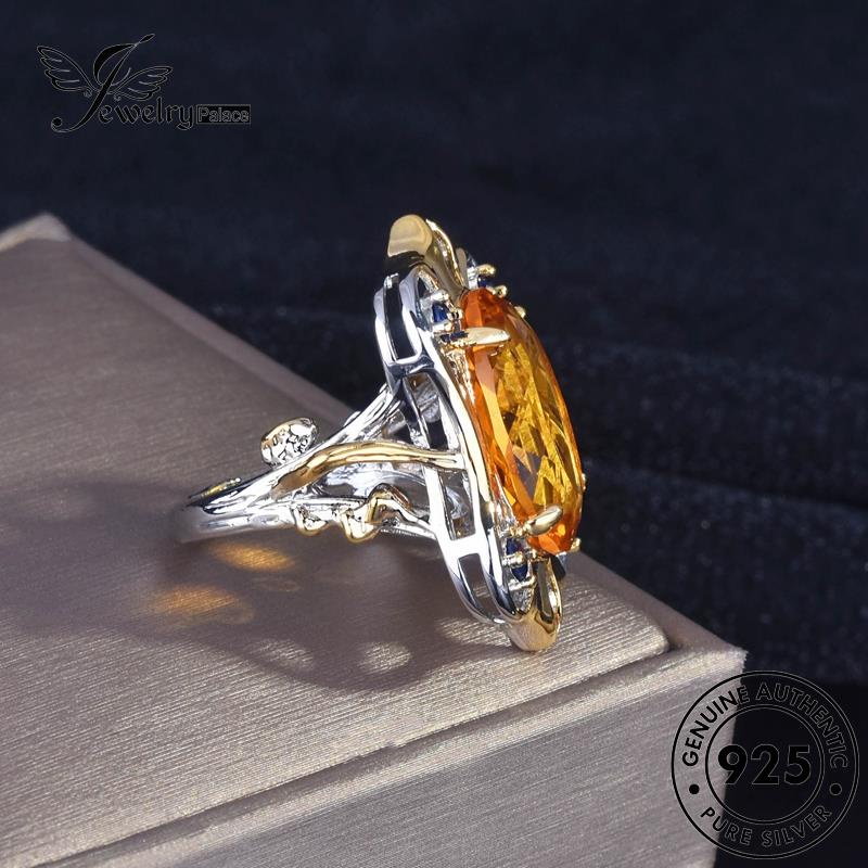 JEWELRYPALACE Style Aksesori Murni Retro Asli Perhiasan Court Perak Nikah Citrine 925 Kawin Silver korea Wanita Sterling Silver Original Cincin R2501