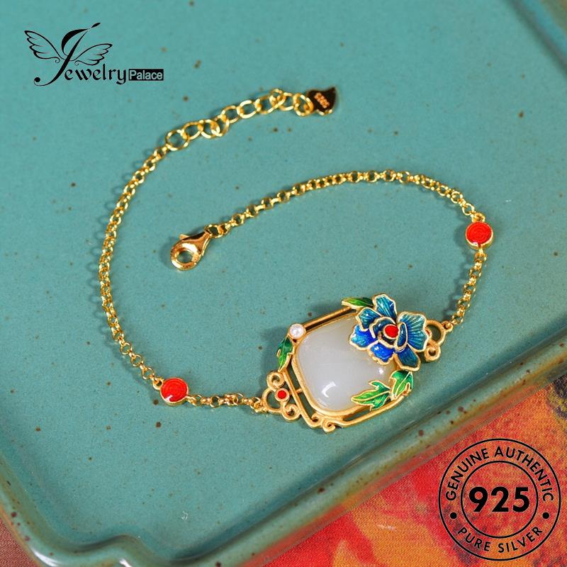 Jewelrypalace Bunga Vintage Giok925 Peony Asli Set Wanita Kalung Perak S138