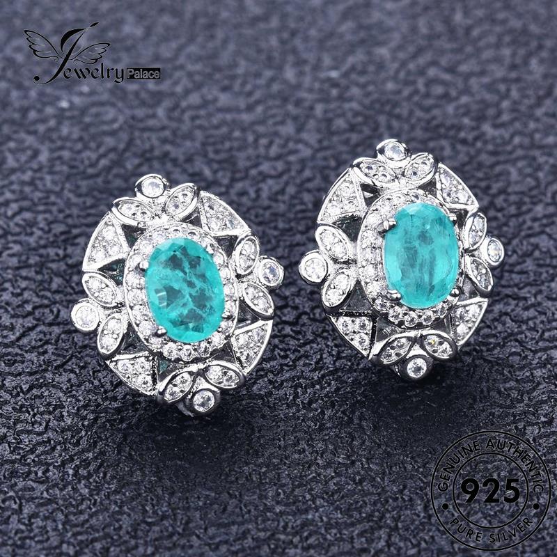 Jewelrypalace Fashion925Pola Aquamarine Asli Wanita Set Kalung Perak S124