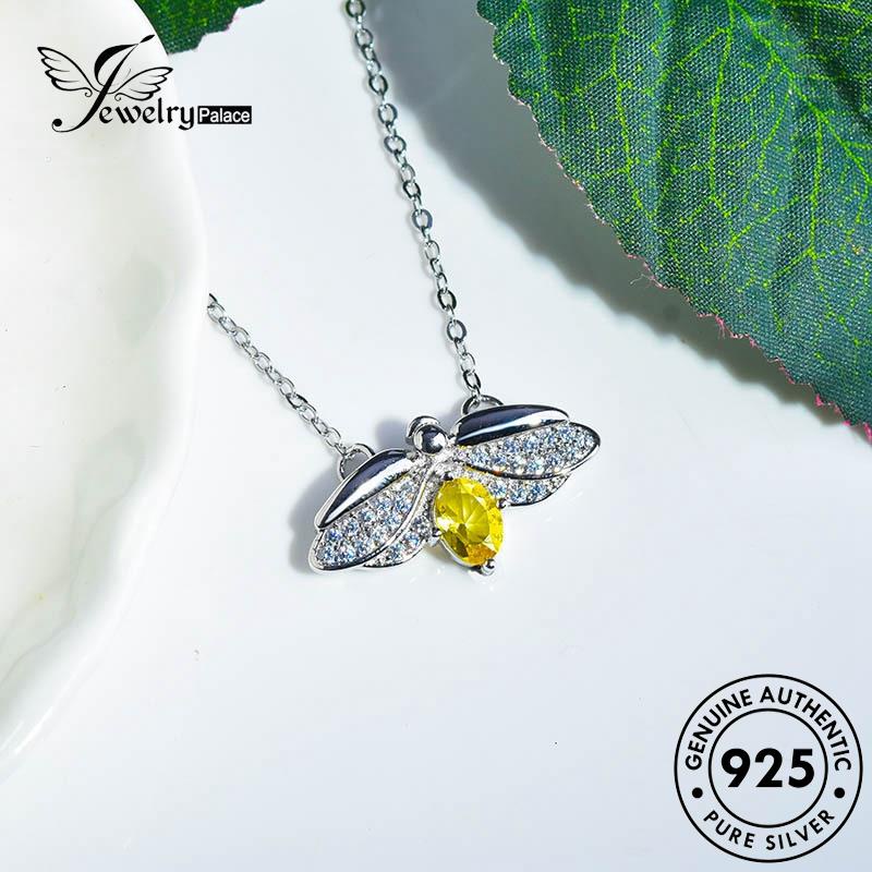 Jewelrypalace Citrine Wanita Asli Kalung Kunangkunang Set Lucu Perak925 S174