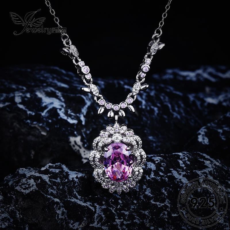 Jewelrypalace Asli925 Wanita Kalung Retro Motif Perak Set Amethyst S216