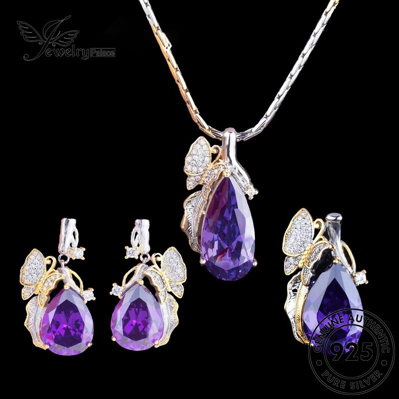 Jewelrypalace Kalung Fashion Asli Set Wanita925 Perak Amethyst Butterfly S291