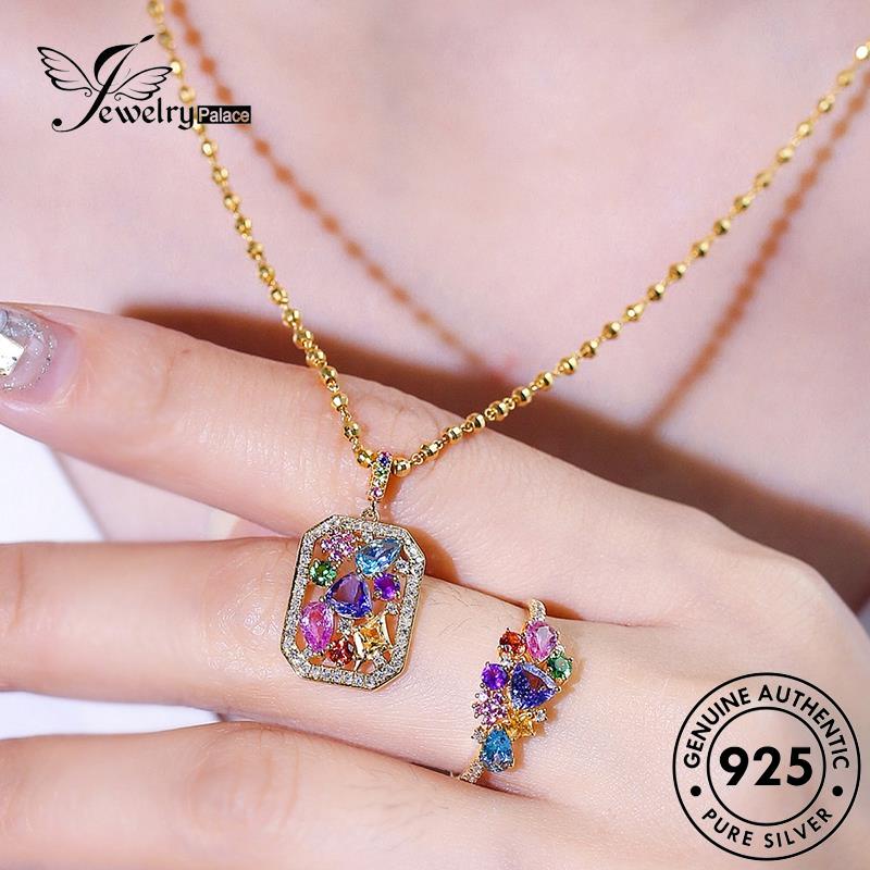 Jewelrypalace Fashion Wanita Perak Amethyst Original Set Warna Kalung925 S311