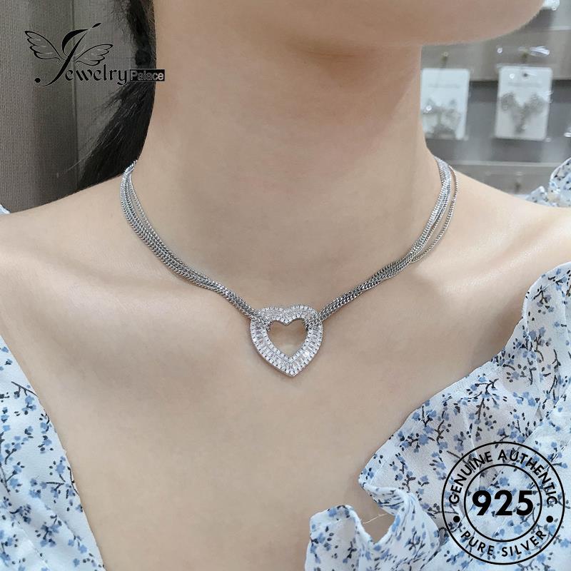 Jewelrypalace Original Set Wanita Berlian Moissanite Kalung Perak925 Mulia Cinta S361