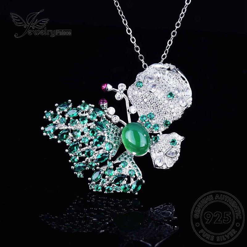 Jewelrypalace Original Kalung Set Kupu-Kupu Wanita Emerald Perak925 Elegant S381