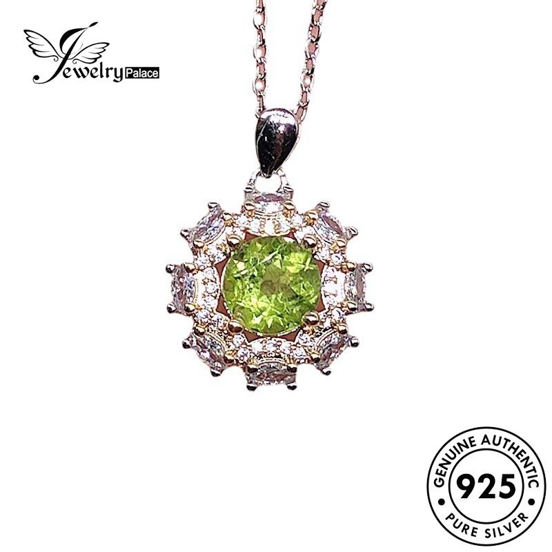 Jewelrypalace Olive Emerald Wanita Bentuk Kalung Set Asli925 Perak S391