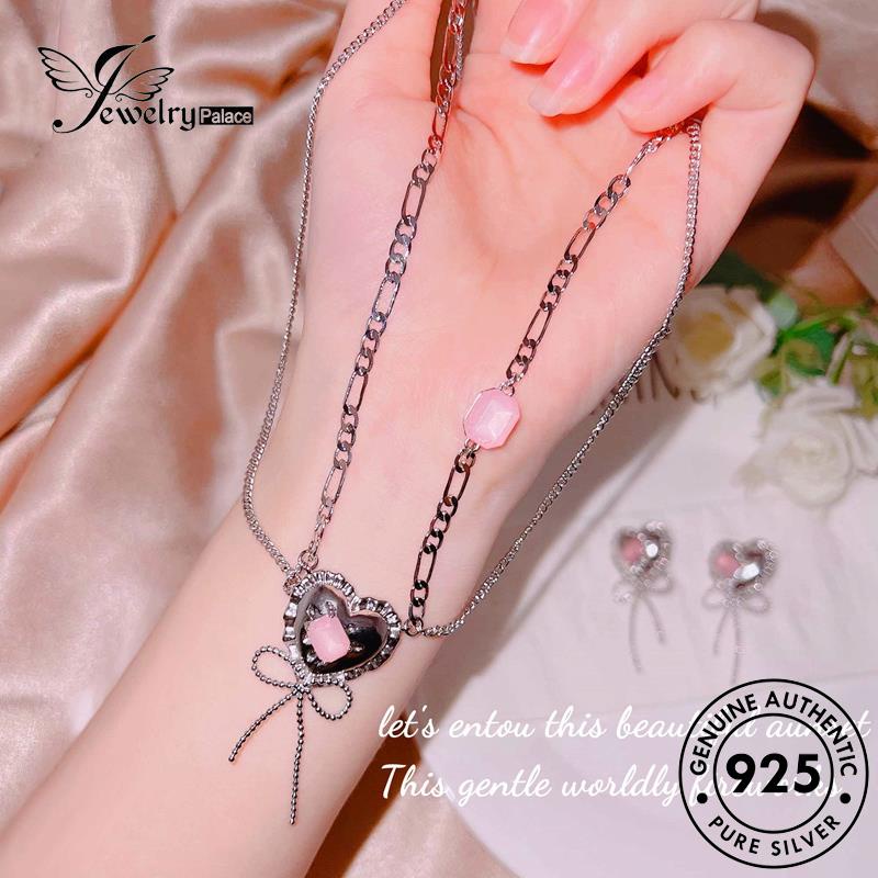 Jewelrypalace Original Set Jelly Wanita Kalung Pink Manis Kristal Silver Berlian925 S451