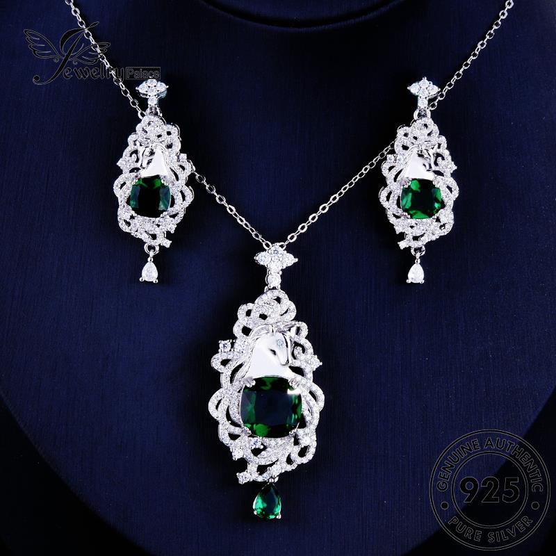 Jewelrypalace Kalung Kepala Kuda925 Set Perak Asli Wanita Emerald S454