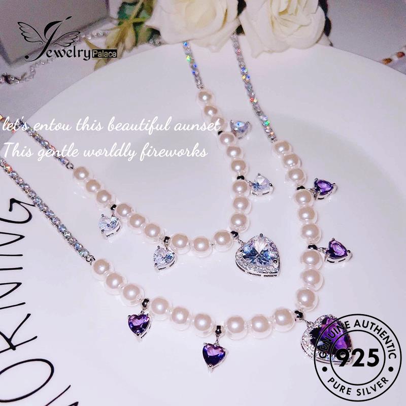 Jewelrypalace Mutiara Lavender Set Perak Asli925 Wanita Kalung S463