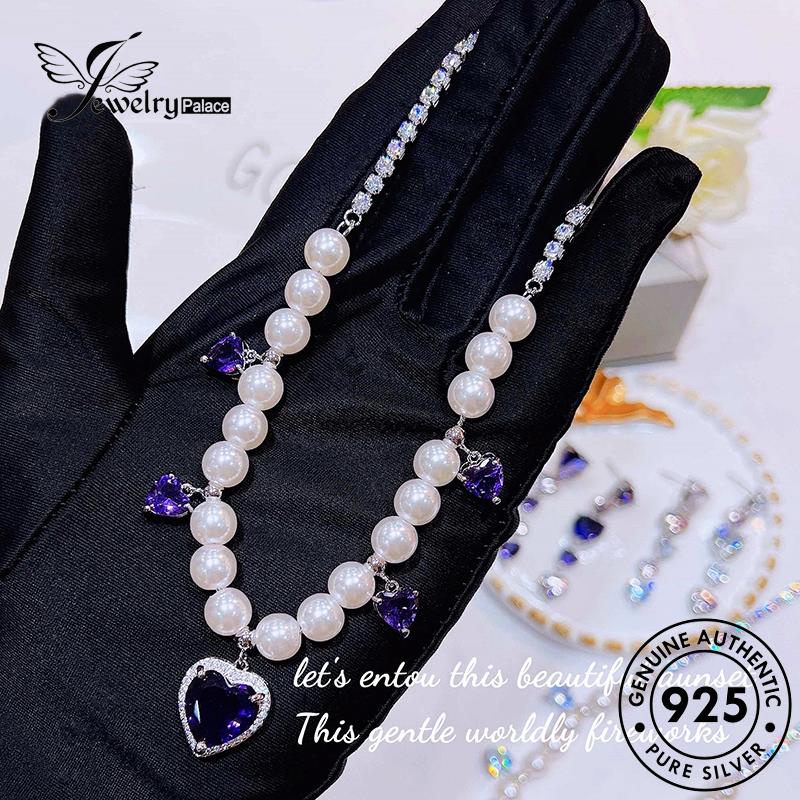 Jewelrypalace Mutiara Lavender Set Perak Asli925 Wanita Kalung S463