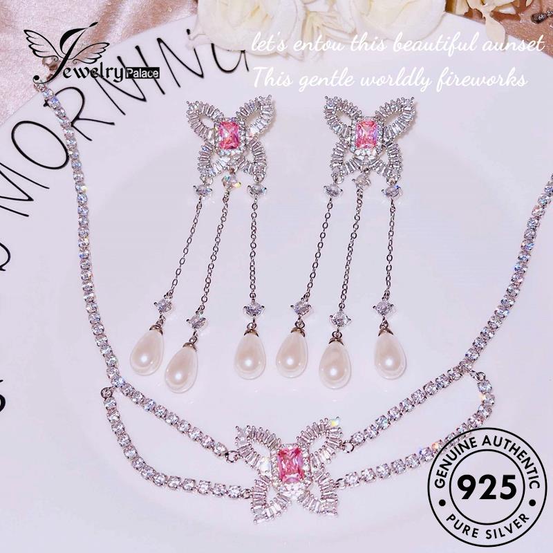Jewelrypalace Kalung Perak Set Moissanite Kupu Berlian925 Wanita Asli S490