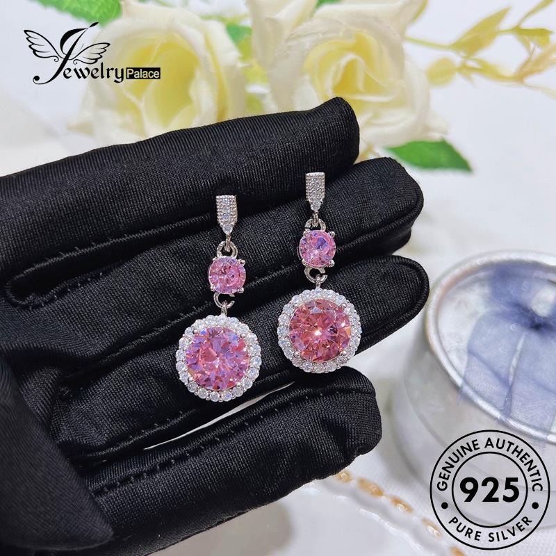 Jewelrypalace Asli Pink Wanita Sakura Romantis Perak925 Set Kalung Berlian Kristal S505