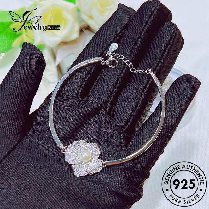 Perhiasantempat Wanita Camelia Perak925Mutiara Kalung Set Asli S529