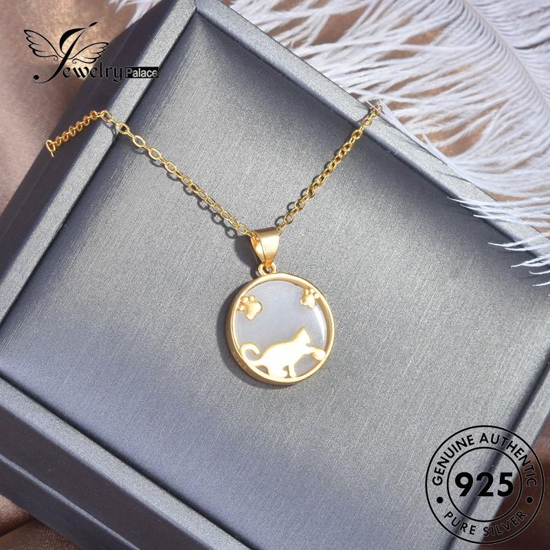 Jewelrypalace Personalized Jade Set Kalung Kucing Perak925 Cakar Wanita Asli S551