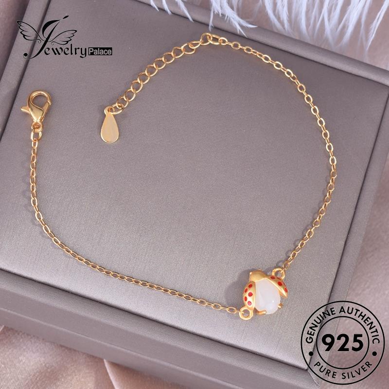 Jewelrypalace Ladybug Jade Wanita Asli Set Kalung925 Perak S590