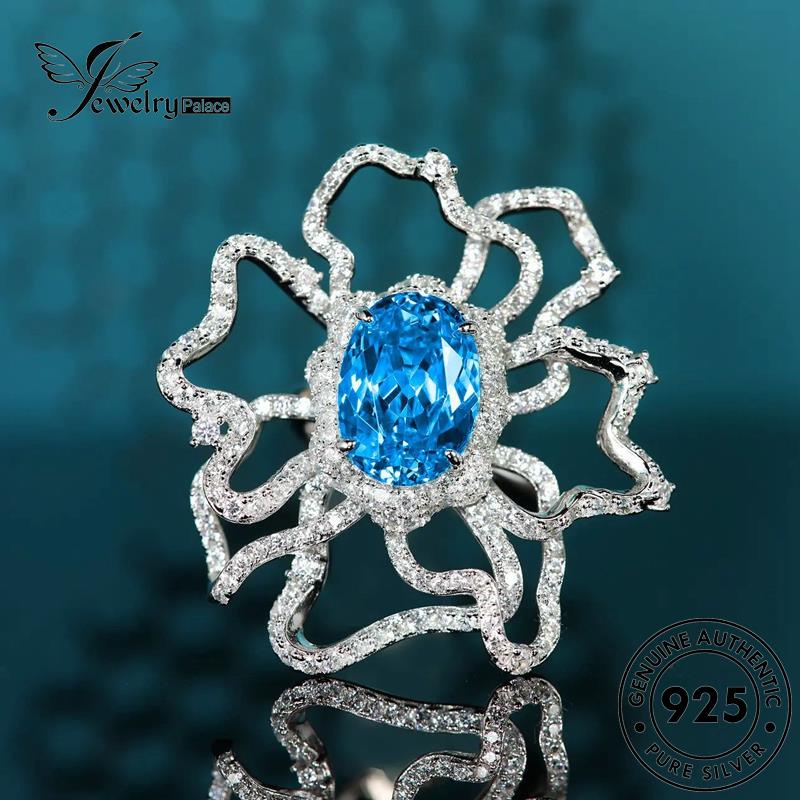 Jewelrypalace925 Aquamarine Kalung Perak Asli Kupu-Kupu Set Wanita S595