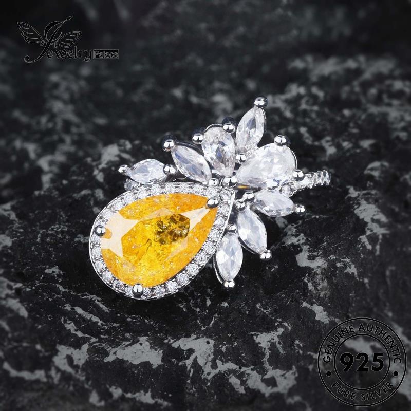 Jewelrypalace Kalung Perak Citrine Asli Bentuk Tetes Wanita Set925 S615