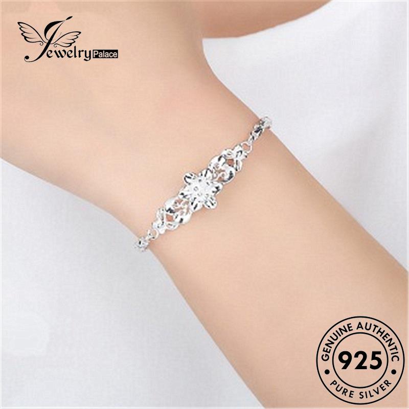 Jewelrypalace925 Wanita Bunga Gaya Korea Gelang Perak Asli B551