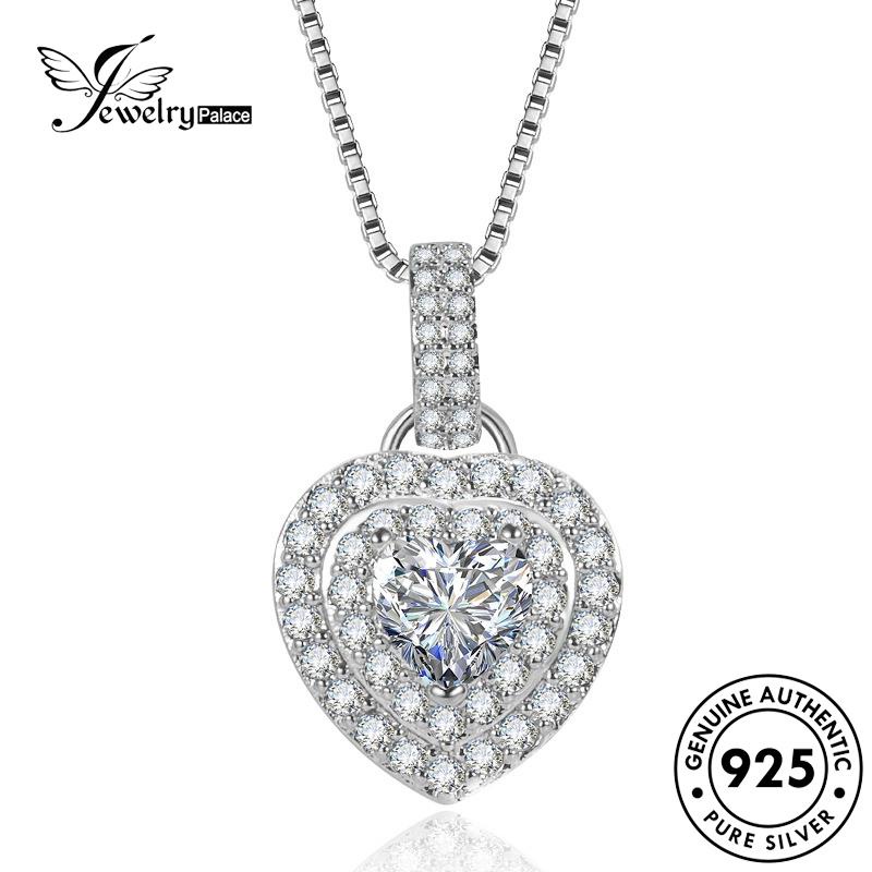 Jewelrypalace Asli Berlian Cinta Perak925 Indah Wanita Kalung Moissanite N301