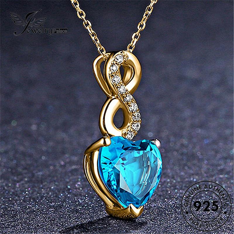 Jewelrypalace925 Kalung Wanita Asli Fashion Safir Perak N584