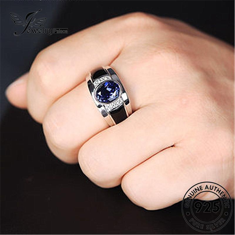 Jewelrypalace Sapphire925 Oval Asli Cincin Perak Fashion Pria R14