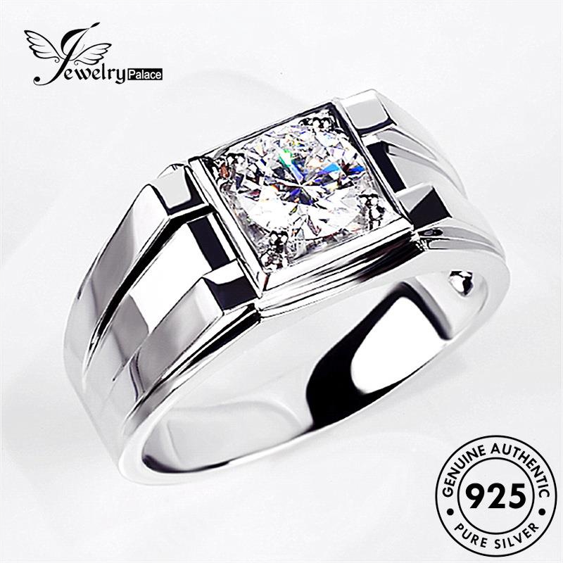 Jewelrypalace Cincin Klasik Moissanite925 Original Pria Berlian Perak R24