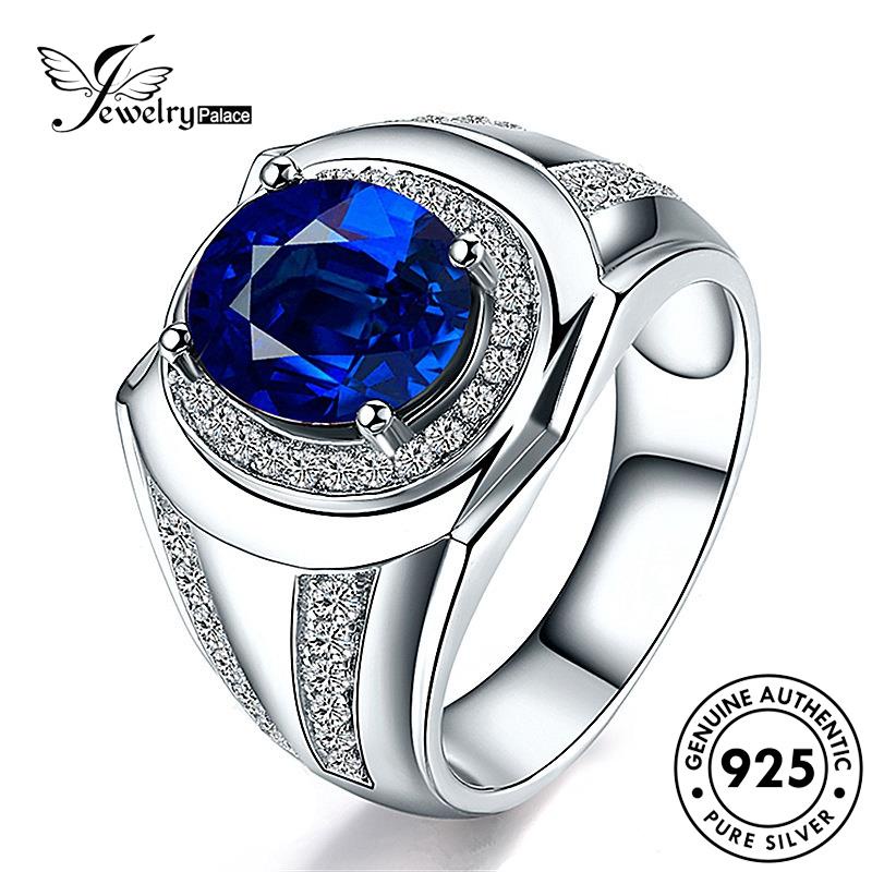 Jewelrypalace Cincin Sapphire Simple Emerald Perak Asli925 Perhiasan Pria M083