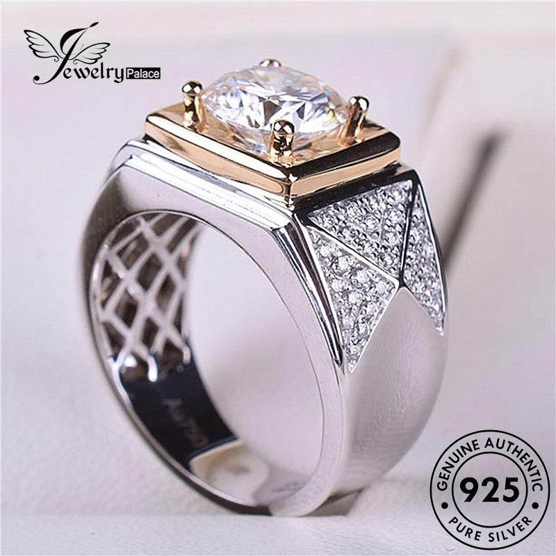 Perhiasantempat Cincin Emas Berlian Mendominasi Wanita Dua Warna925 Moissanite Perak Asli R81