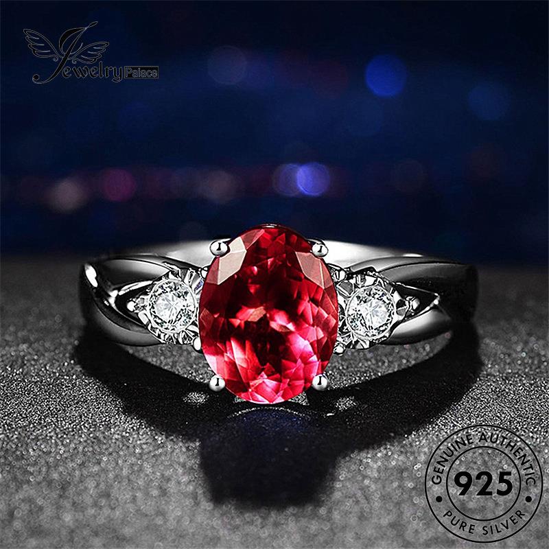 Jewelrypalace Cincin Imut Oval Berlian Pink Asli Perak Wanita925 Kristal R122