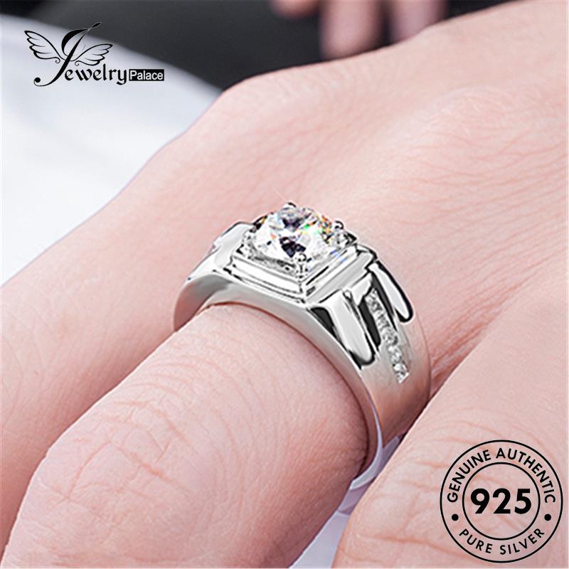 Jewelrypalace Pria Moissanite Perak Simple Perhiasan Asli Rings Berlian925 M080