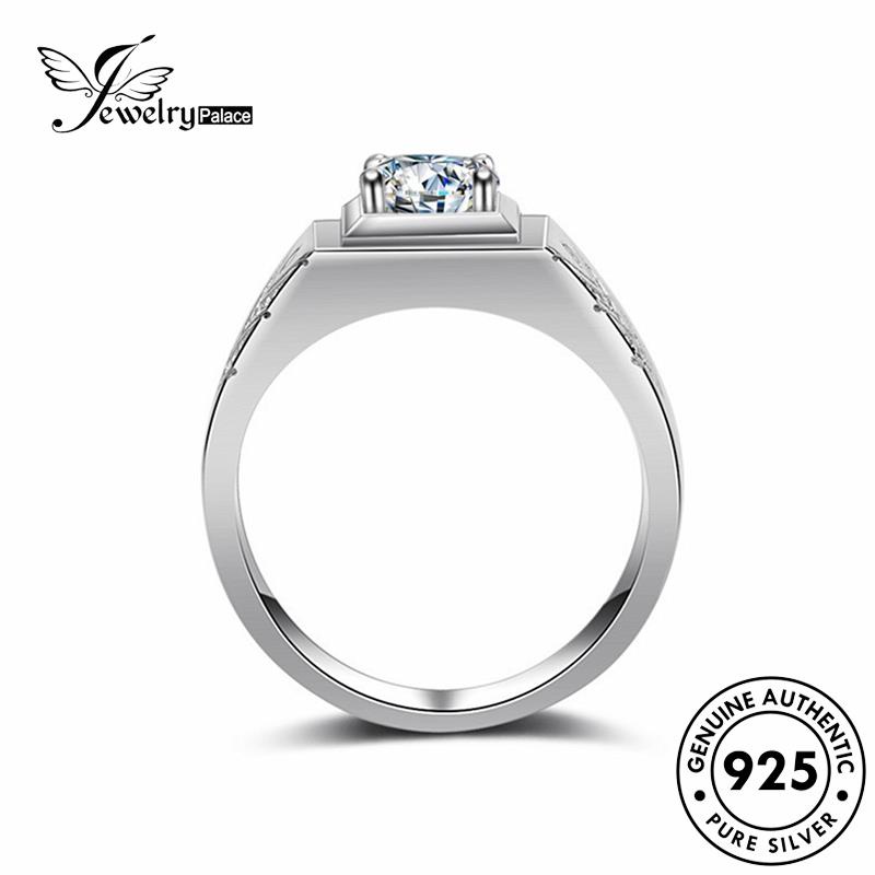 Jewelrypalace Pria Moissanite Perak Simple Perhiasan Asli Rings Berlian925 M080