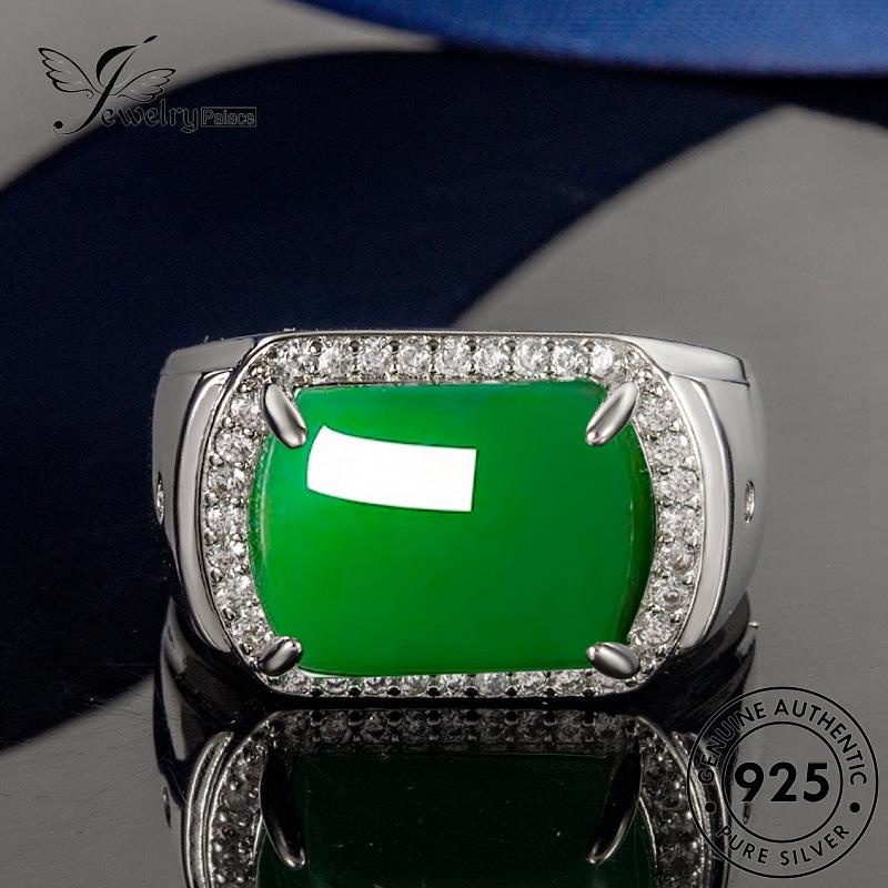 Jewelrypalace Cincin Perak Wanita Asli Square Jade Retro925 R172