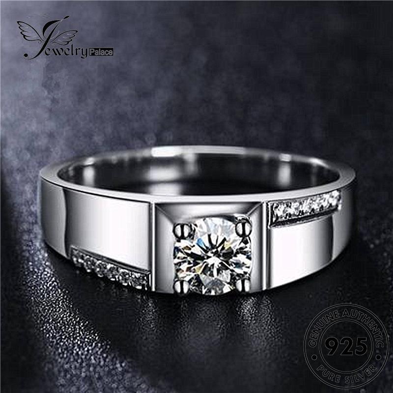 Jewelrypalace 925 Perak Temperamen Cincin Moissanite Berlian Pria Asli R182