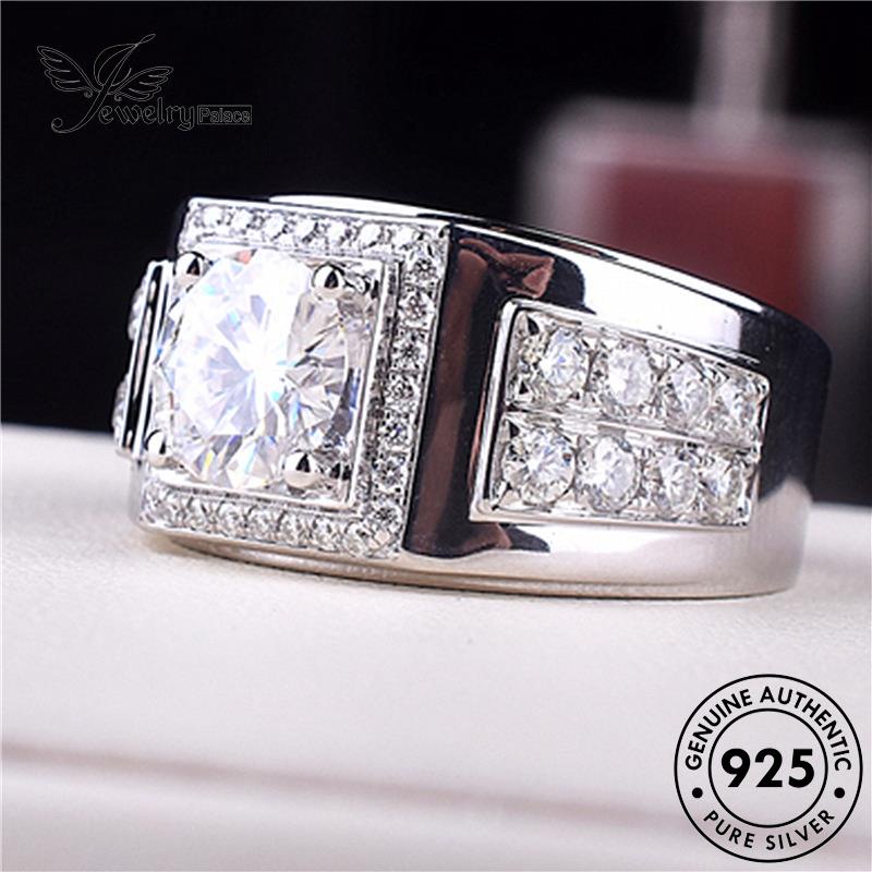 Tempat Perhiasan925 Pria Perak Mendominasi Cincin Berlian Asli Moissanite R183