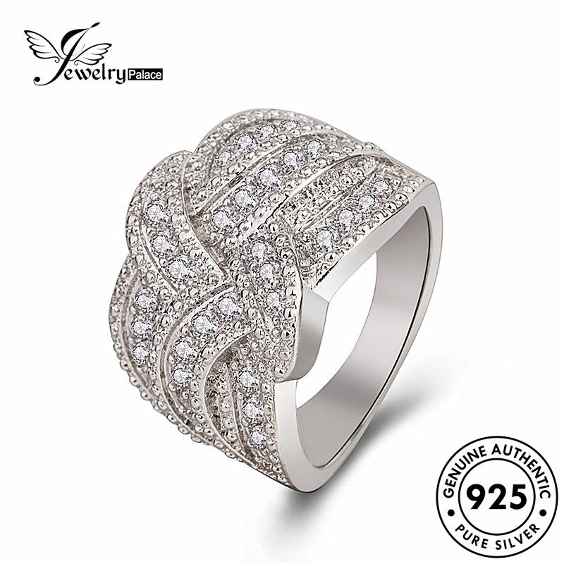 Jewelrypalace Cincin Mewah925 Twist Moissanite Perak Wanita Berlian Asli R349