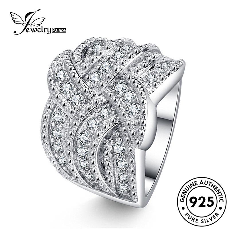 Jewelrypalace Cincin Mewah925 Twist Moissanite Perak Wanita Berlian Asli R349