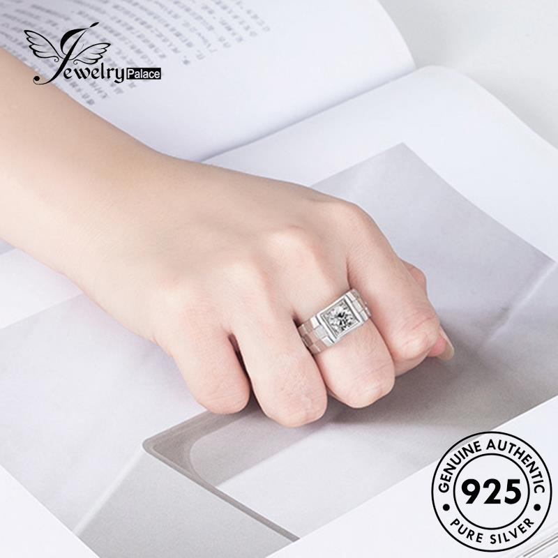 Tempat Perhiasan925Cincin Berlian Pria Perak Mendominasi Moissanite Asli R352