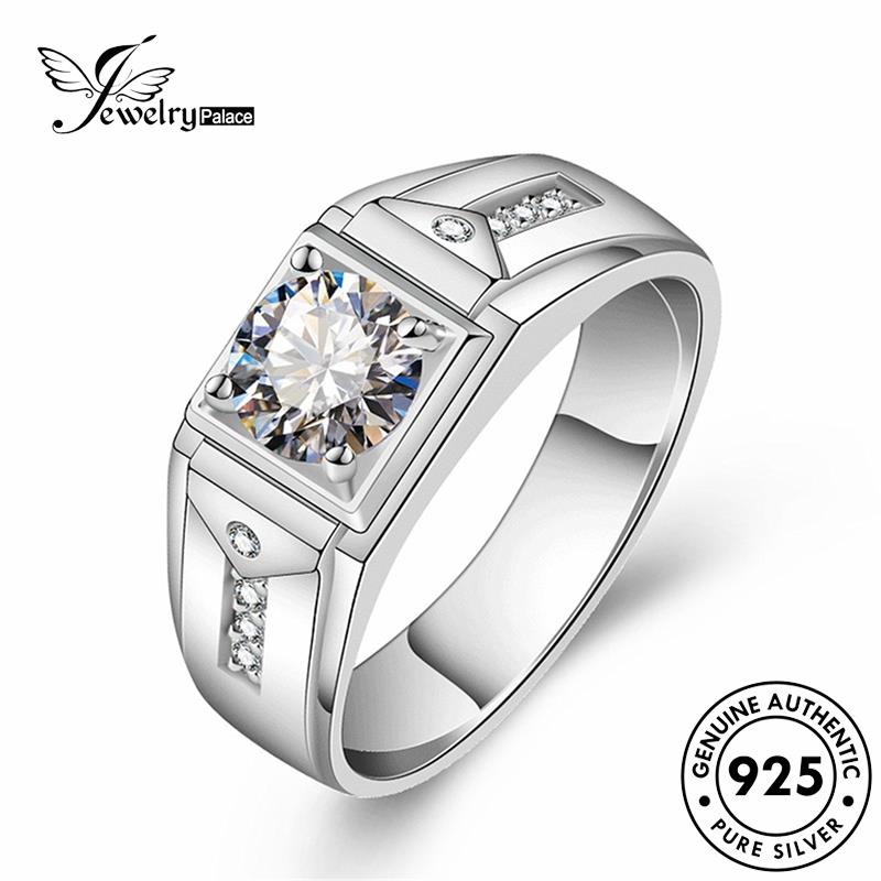 Jewelrypalace Moissanite Asli Berlian925 Perak Pria Rings Fashion R396