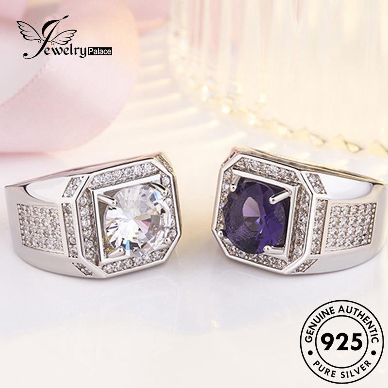 Jewelrypalace Cincin Perak Pria Asli925 Berlian Moissanite Fashion R400