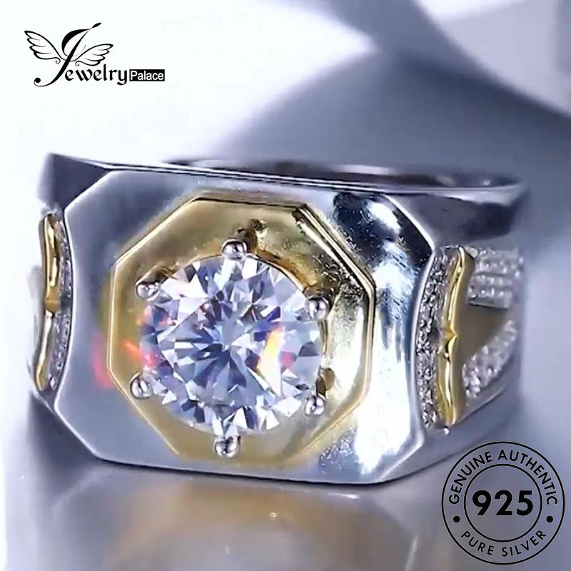 Jewelrypalace Cincin Perak Moissanite Berlian925 Kepribadian Asli Pria Warna R293