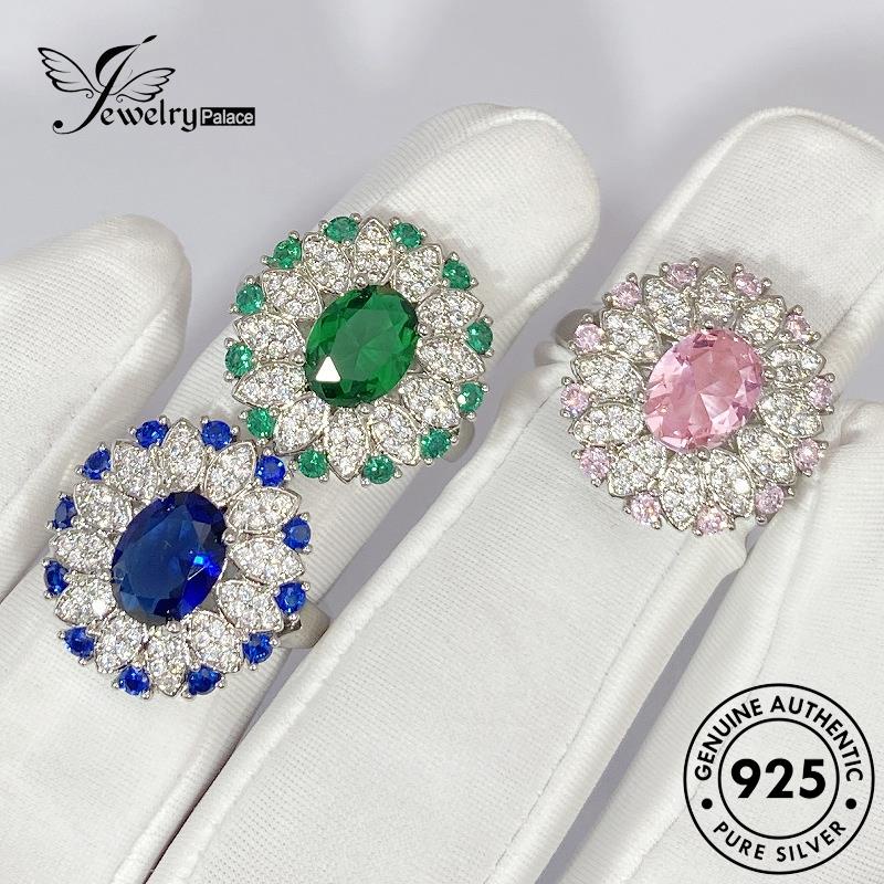 Jewelrypalace Sapphire Asli Cincin Perak Wanita925Bunga Temperamen R499